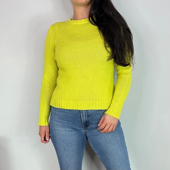 525 America Open Knit Side Slit Neon Green Sweater - Picture 4 of 8